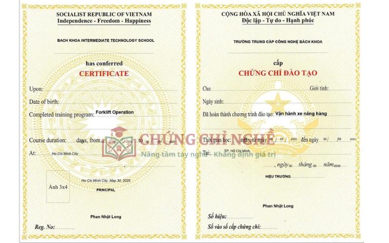 Cách nhận biết Mẫu Chứng chỉ Xe nâng thật và giả