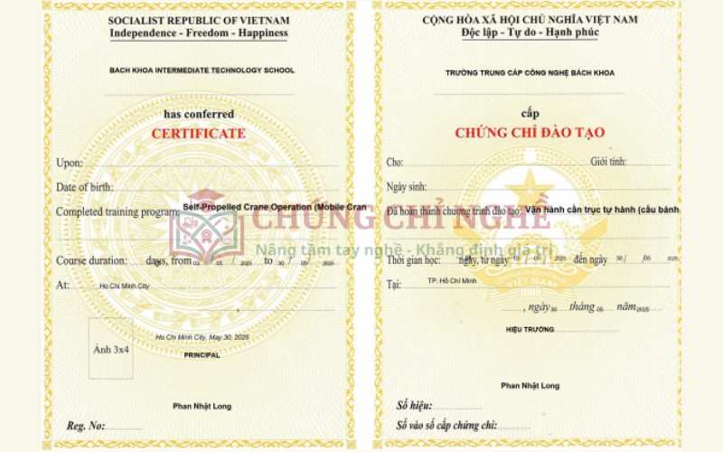 Chi phí thi Chứng chỉ Cẩu tự hành bao nhiêu? Bao lâu có chứng chỉ?