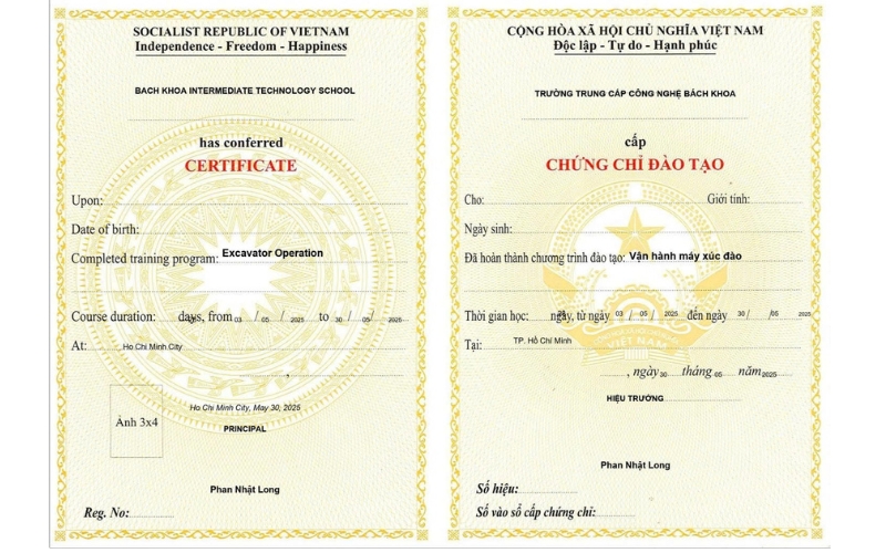 Học phí lái máy xúc ở TPHCM bao nhiêu tiền?