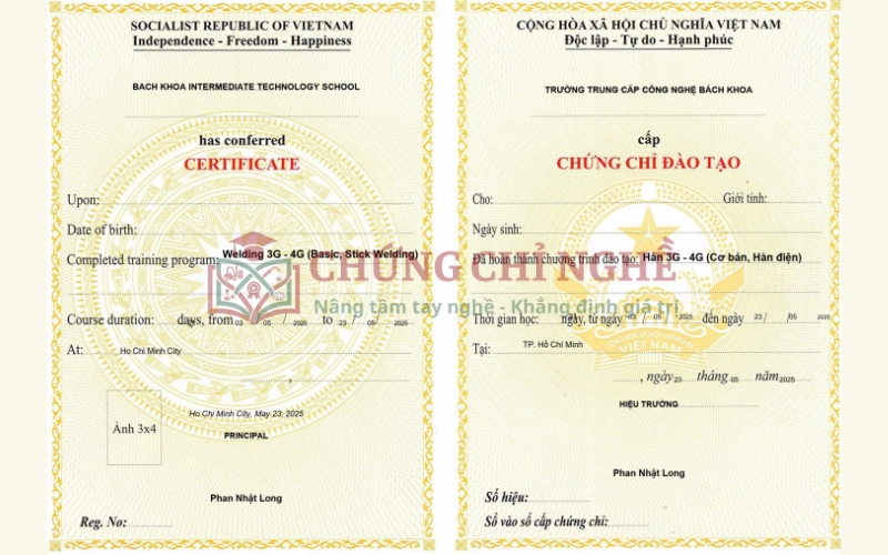 Tham khảo chương trình học Thợ Hàn tại Trường đào tạo Chứng Chỉ Nghề