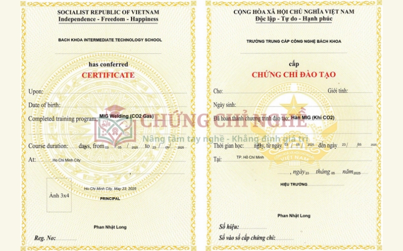 Khóa học Hàn MIG tại Trường đào tạo Chứng Chỉ Nghề
