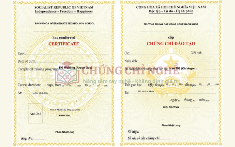 Tham khảo khóa học Hàn TIG tại Trường đào tạo Chứng Chỉ Nghề
