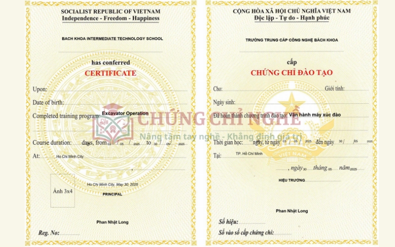 Tham khảo khóa học lái Máy Xúc Đào tại Trường đào tạo Chứng Chỉ Nghề