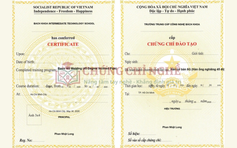 Trường đào tạo Chứng Chỉ Nghề - Nơi cấp chứng chỉ Học Hàn 6G uy tín và hợp pháp?