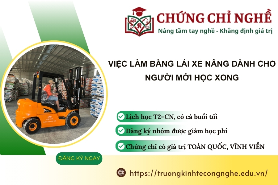 Việc làm Bằng Lái Xe Nâng dành cho người mới học xong